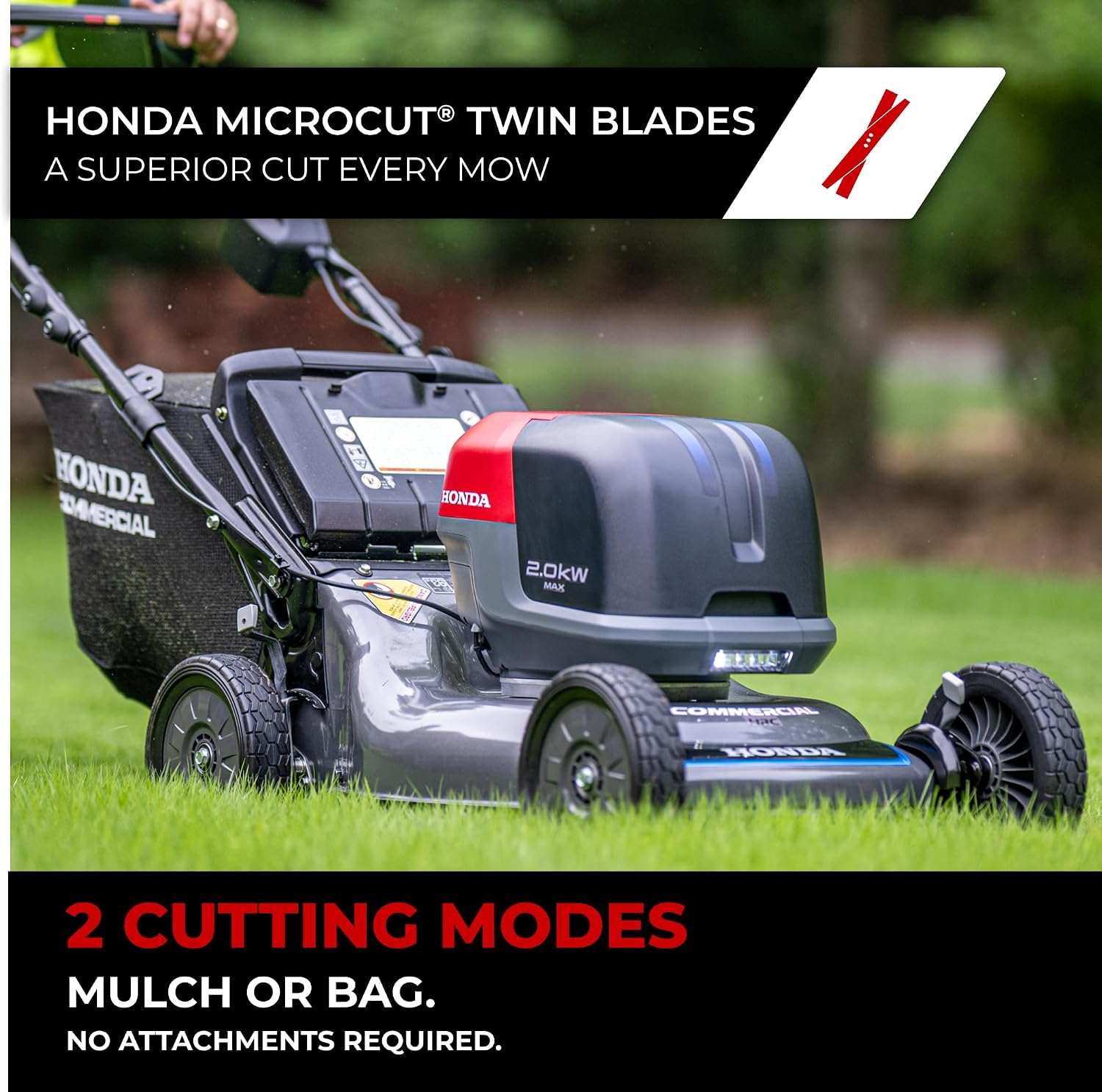 Honda HRC-BE 21-Inch Walk Behind 12 AH Battery Powered Lawn Mower with 2 Battery Bays, Variable Speed Self Propelled Lawn Mower with 2.5 Bushel Capacity, Easy-Off Grass Bag (HRX217YXBEXA6)