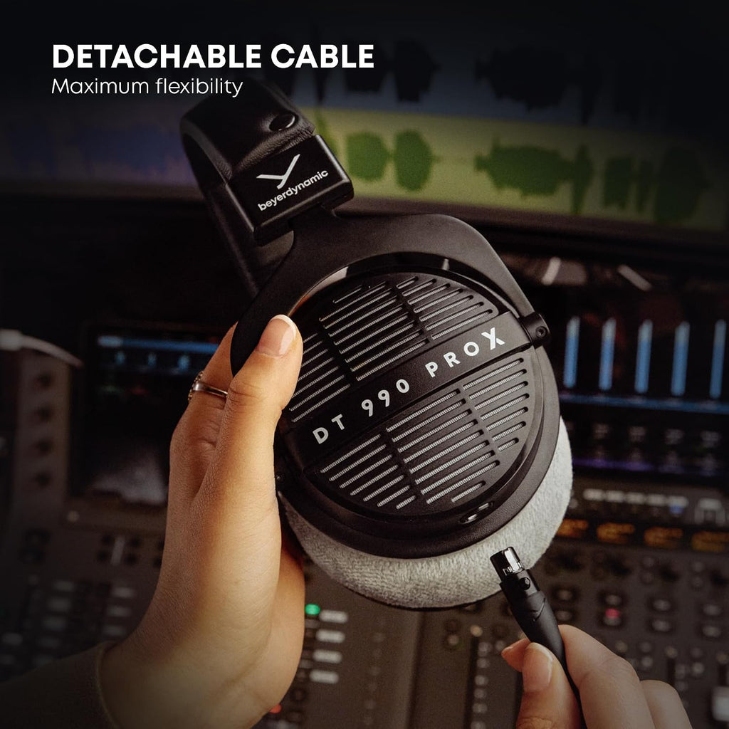 beyerdynamic DT 990 Pro X 48 ohm Wired Over-Ear, Open Back Professional Recording Studio Monitor Headphones for Mixing, Editing, Critical Listening, DJ Stereo Headsets, Made in Germany, Black w/Gray