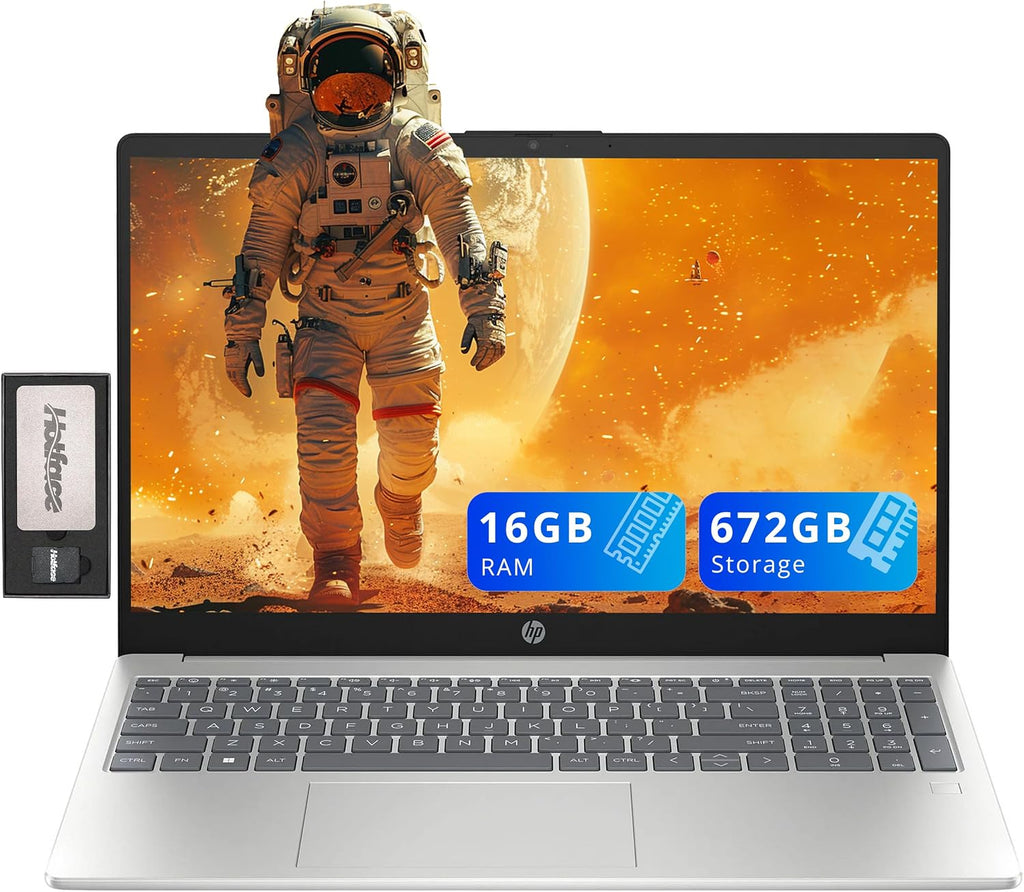 HP Pavilion 15.6' FHD Laptop, Intel i3-N305, 16GB RAM, 672GB Storage(512GB SSD+160GB Docking Station Set), Intel UHD Graphics, Fingerprint Reader, Num Pad, Webcam, Wi-Fi 6, Silver, Windows 11