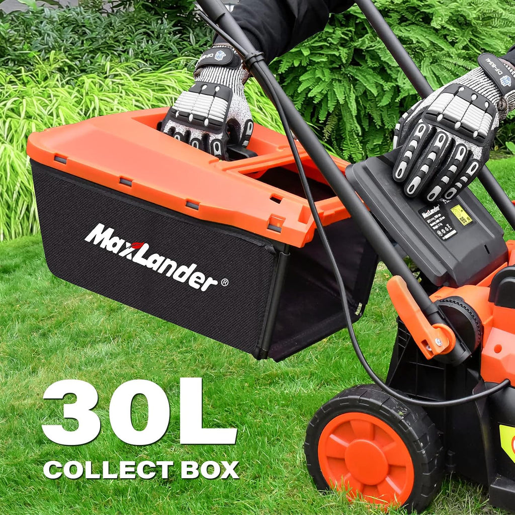 Maxlander Lawn Mowers, 13 Inch Electric Lawn Mower Cordless, 20V 2-in-1 Battery Powered Lawn Mower with Brushless Motor, 5-Position Height Adjustment, Battery and Charger Included