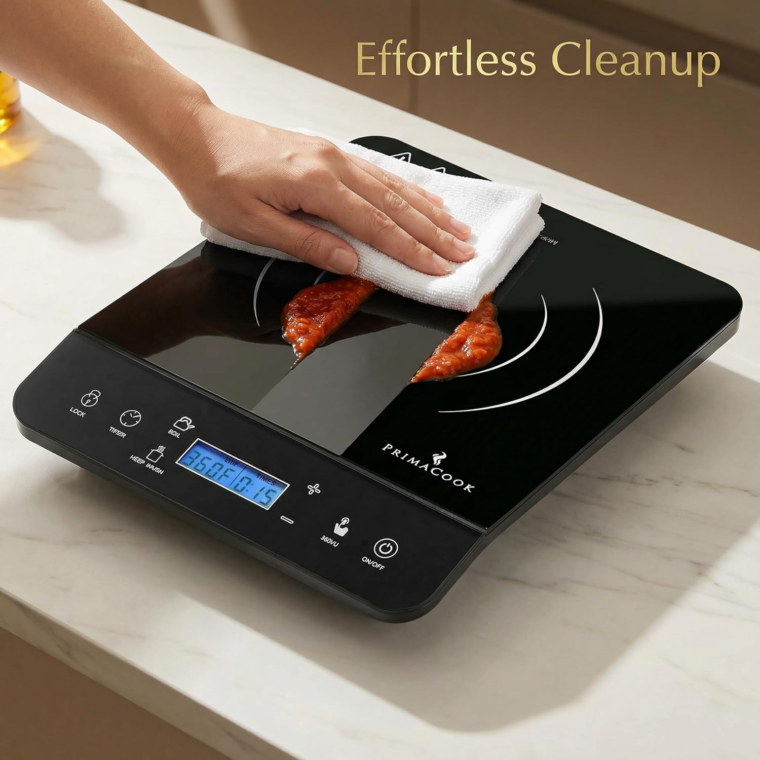 1800W Portable Induction Cooktop Burner – 20 Temperature Settings, 18 Power Levels, 10-Hour Timer – Countertop Electric Hot Plate for RV, Canning, Dorm, Kitchen – Child Safety Lock (Black)