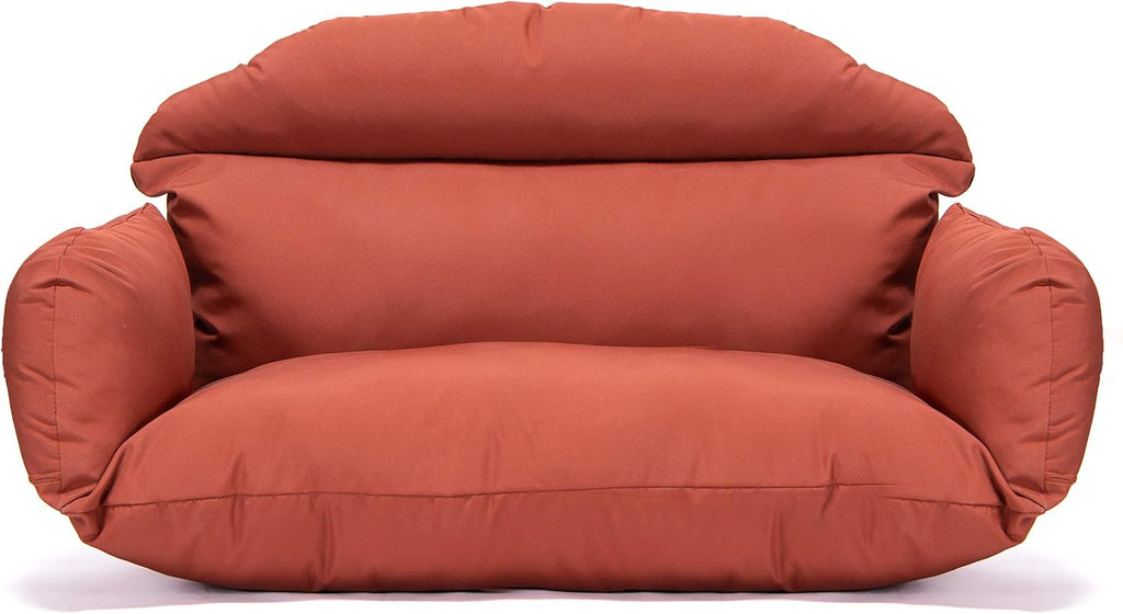 LeisureMod 2 Person Hanging Egg Chair Cushion - Dark Orange, Quick-Drying, Weather-Resistant, Soft Cotton Filling, Machine Washable