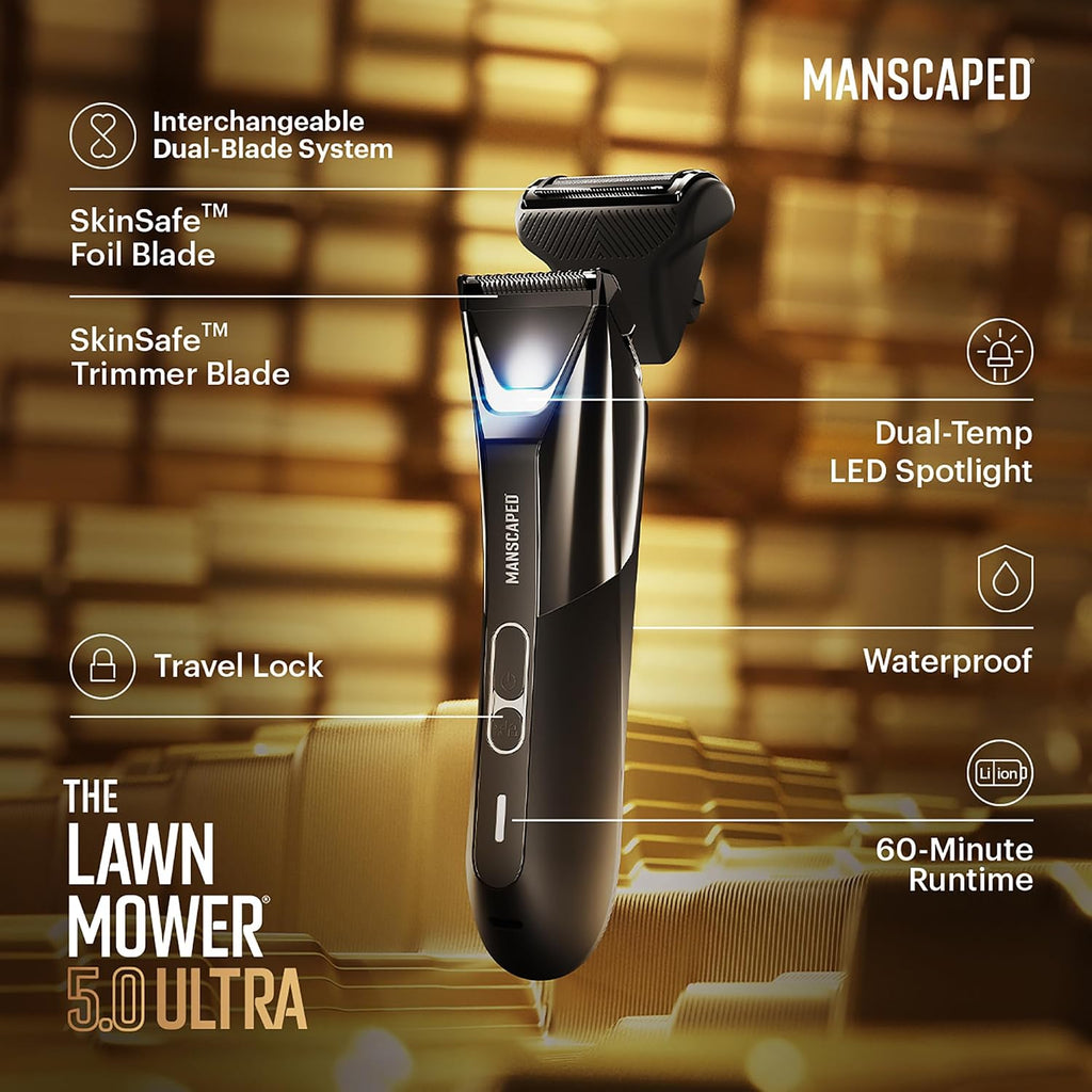 MANSCAPED® The Dome Shaver™ PRO, The Lawn Mower® 5.0 Ultra, Weed Whacker® 2.0, The Shed 2.0 - SkinSafe® Head, Groin, Ears, Nose, Body & Balls Trimmers & Shavers for Men, USB-C Rechargeable