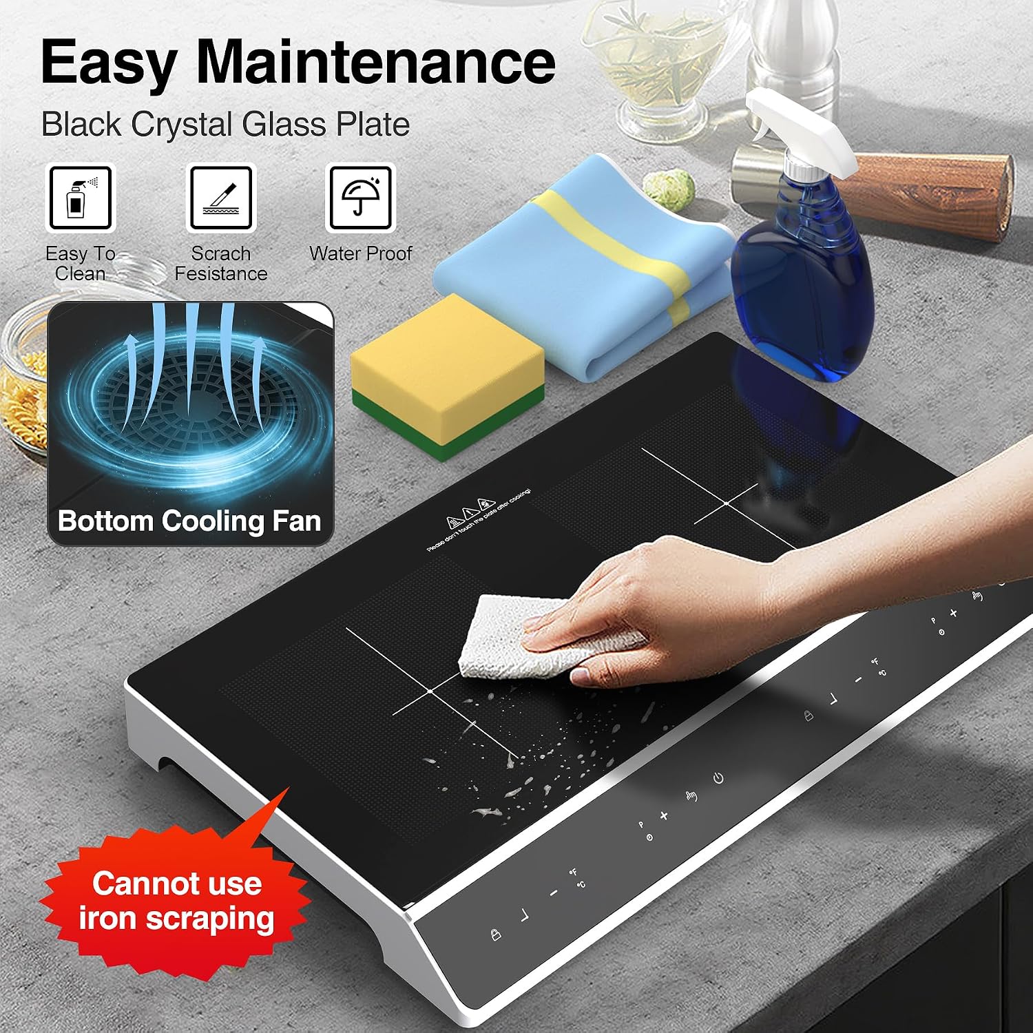 GIHETKUT Double Induction Cooktop, 4000W 2 burner Induction cooktop with LED Touch Screen 10 Levels Settings with Child Safety Lock & Timer 110V Electric burner with hot plate