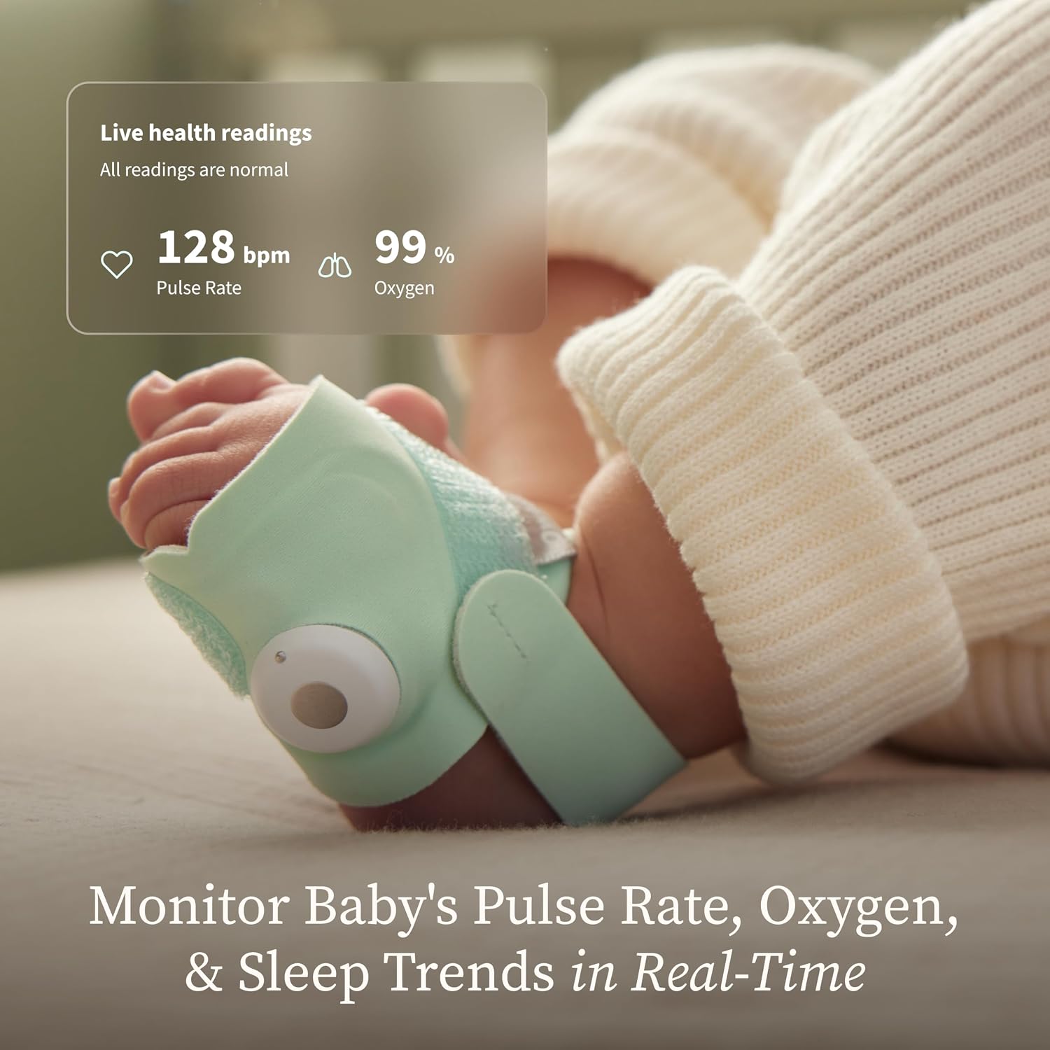 Owlet Dream Sock – Smart Wearable Baby Monitor, Infant SpO2 Monitor Tracks Heart Rate & Oxygen - Parents Receive Alerts, Sleep & Health Insights via App - Bedtime Blue