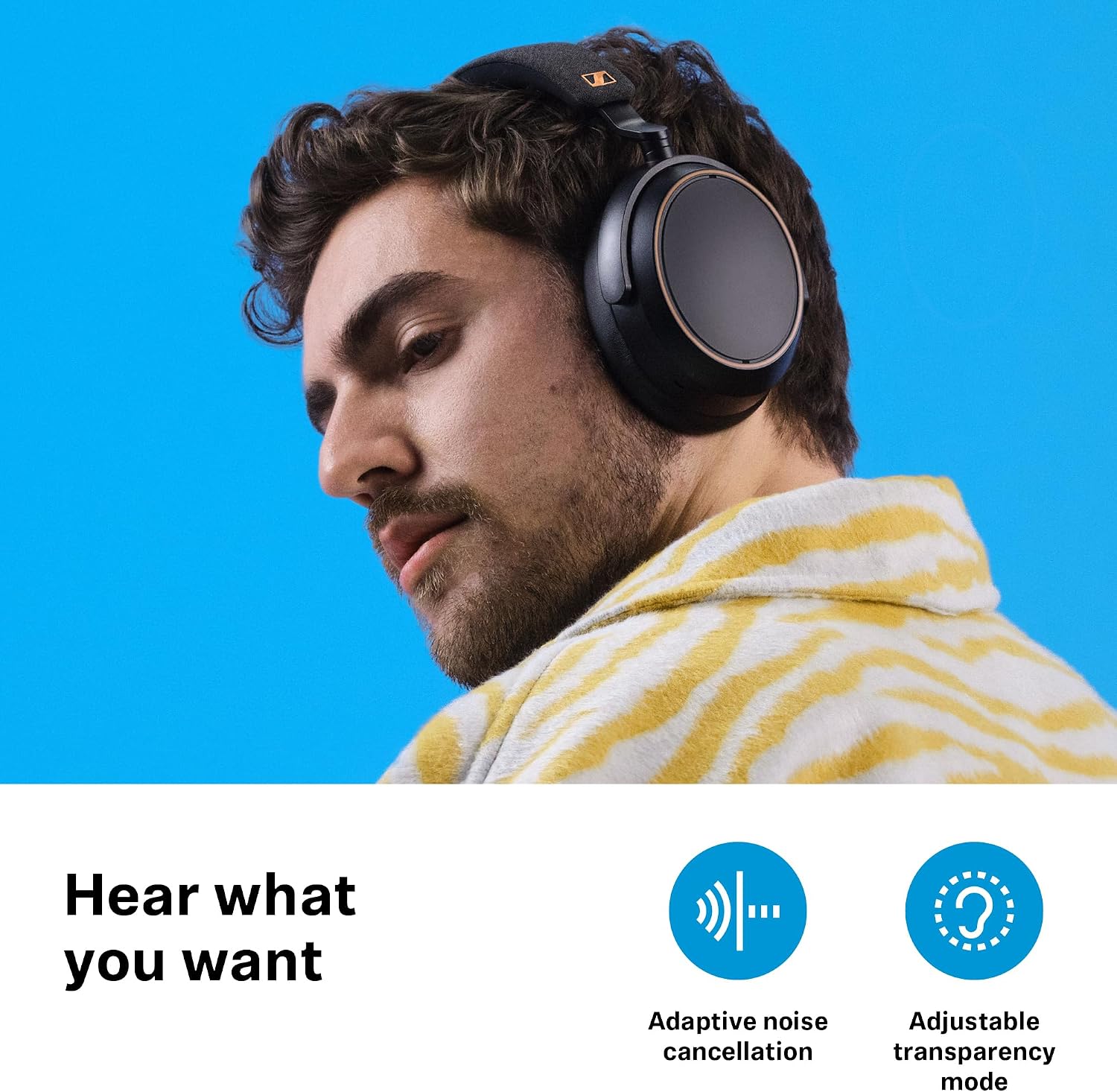 Sennheiser Momentum 4 Wireless Hi-Fi Headphones with Audiophile Sound, Bluetooth, Adaptive Noise Canceling, 60h Battery, Over-Ear Comfort, Foldable Design - Black/Copper (Renewed)
