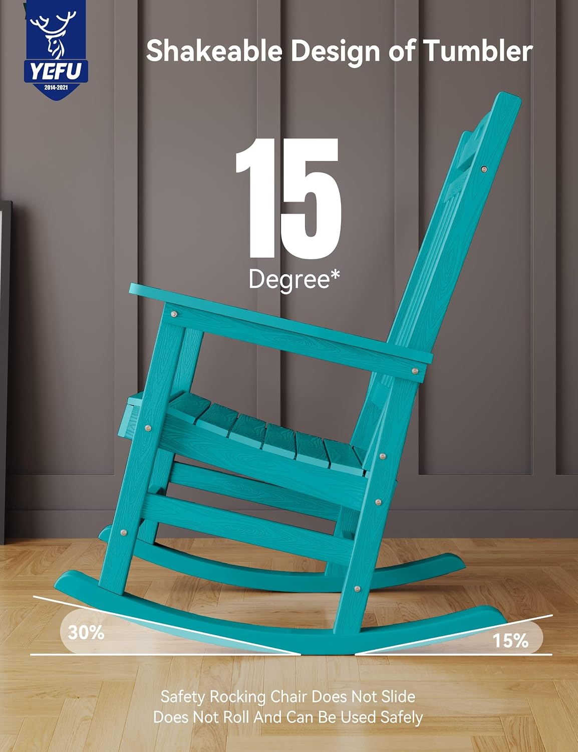 YEFU Outdoor Rocking Chairs Set of 4: Porch Rocking Chairs-Outdoor Patio Rockings Chair-Oversized Rocker Chair-All Weather Poly Rocker Lawn Chair for Adult-Seat Area 22'x21'-Backrest Height 31'-Aruba