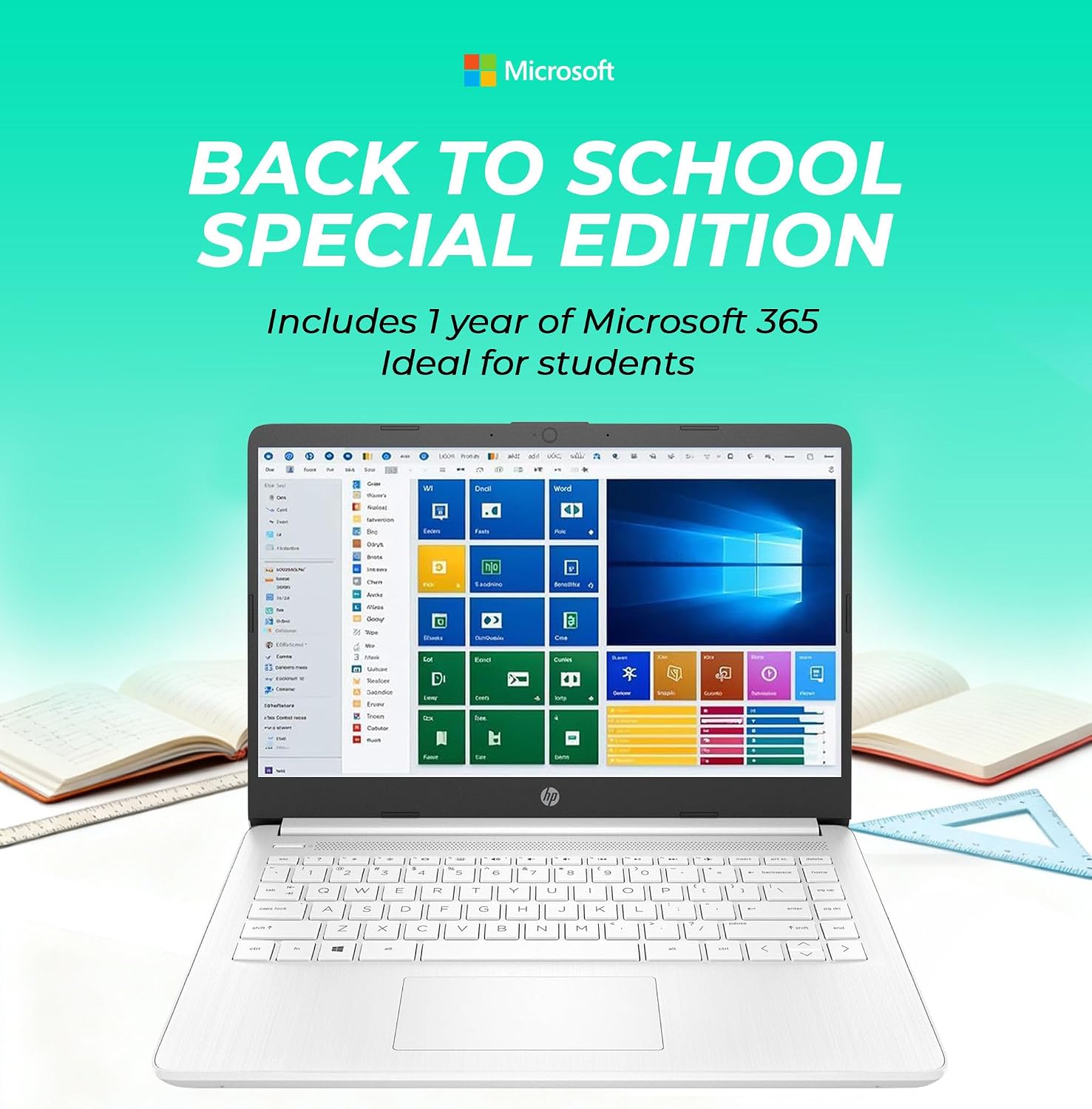HP 14' Laptop, Intel Dual-Core CPU, 8GB RAM, 256GB SSD, Soft White Finish, HD Display, Windows 11, Microsoft 365 Web Apps with 1TB OneDrive