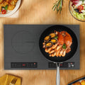 Double Induction Cooktop 24 Inch, 4000W 2 Burners Electric Cooktop with Hot Plate, Portable Induction Cooker with Timer and Child Safety Lock, Temperature Adjustable Stove Top with LED Display