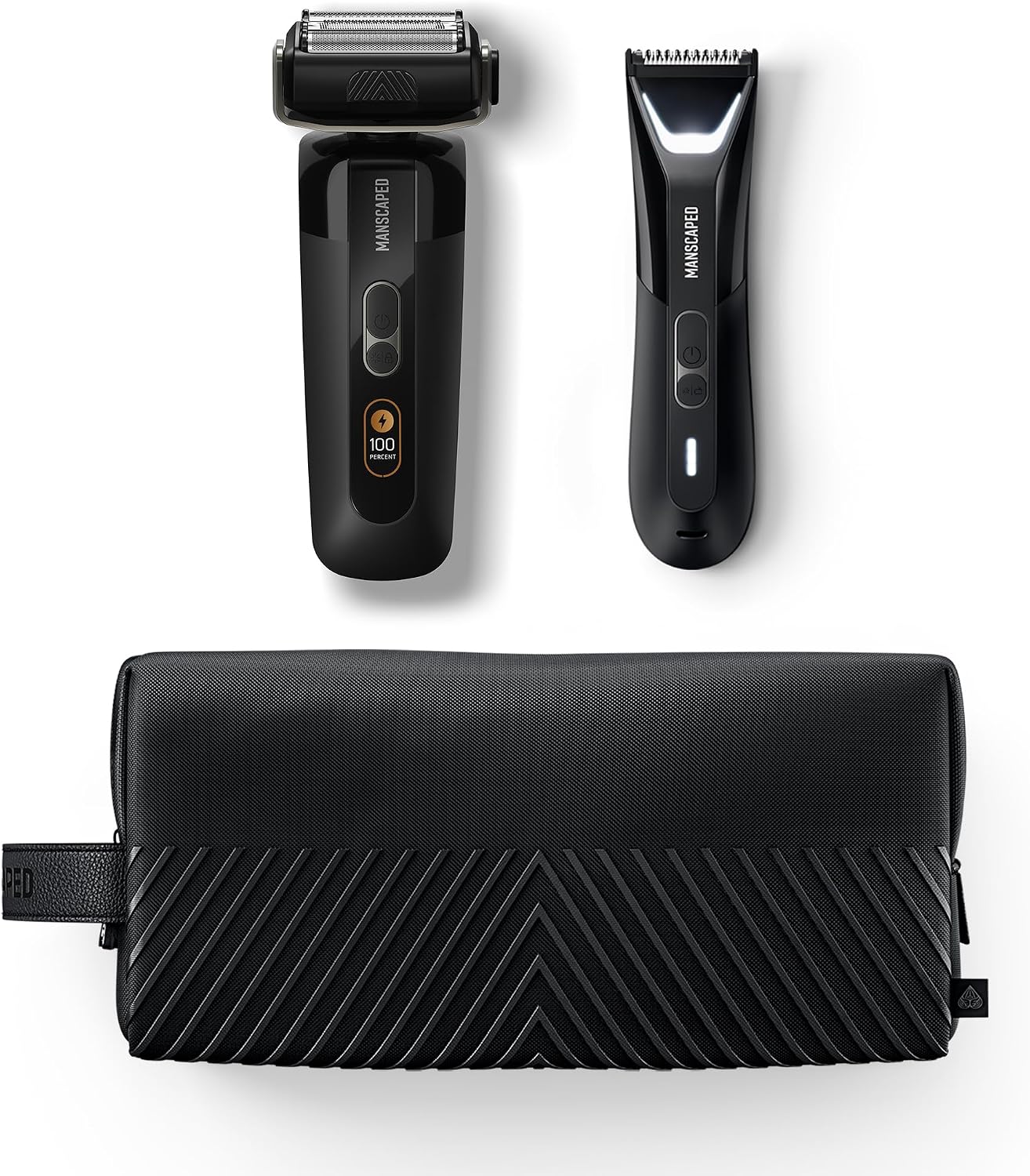MANSCAPED® The Chairman™ PRO & The Lawn Mower® 5.0 Ultra - Men's Face Shaver with Two SkinSafe® Blades, Four-Blade Foil & Stubble Trimmer & Dual-Head Groin & Body Hair Trimmer with Toiletry Bag