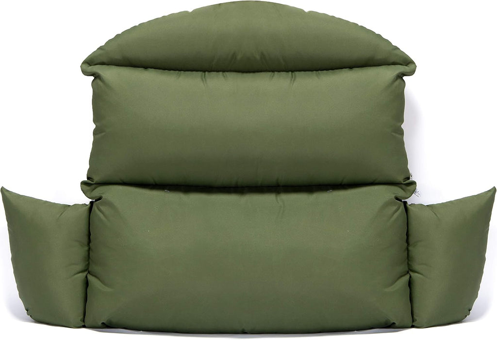 LeisureMod 2 Person Hanging Egg Chair Cushion - Dark Green, Soft Cotton Filling, Quick-Drying & Weather-Resistant, Machine Washable Outdoor Seat Cushion