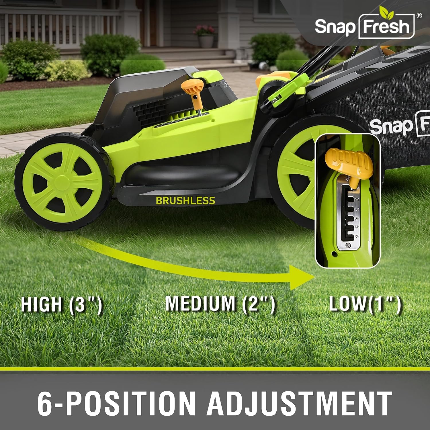 SnapFresh 40V 17' Brushless Lawn Mower – 2 x 5.0Ah Batteries Electric Cordless Push Mower with Fast Charger, 6-Level Height Adjustment, 45L Grass Bag, Lightweight Battery Powered Mower