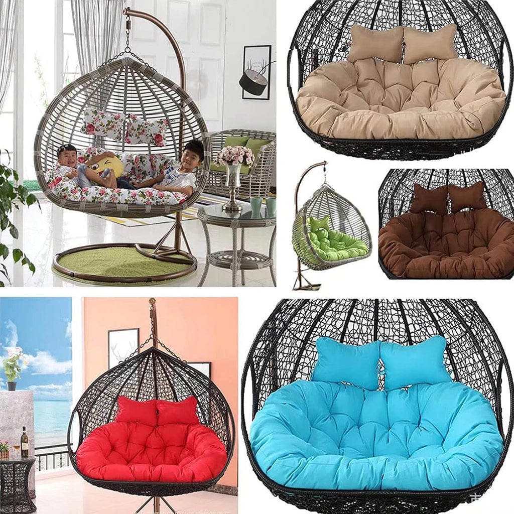 ZTGL Hammock Swing Chair Cushion, Double Egg Chair Cushion Replacement, Outdoor Patio Wicker Loveseat Hanging Swing Egg Chairs for 2 Persons Patio Backyard Balcony,Green