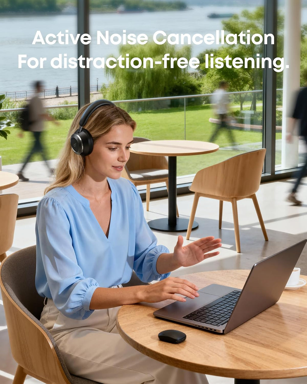 Soundcore Space One Pro, FlexiCurve Over-Ear Headphone, Adaptive Active Noise Cancelling Headphones Driven by 6 Mics, 60H Lossless Audio, Ultra-Fast Charging, Hi-Res Wireless, Comfortable Fit