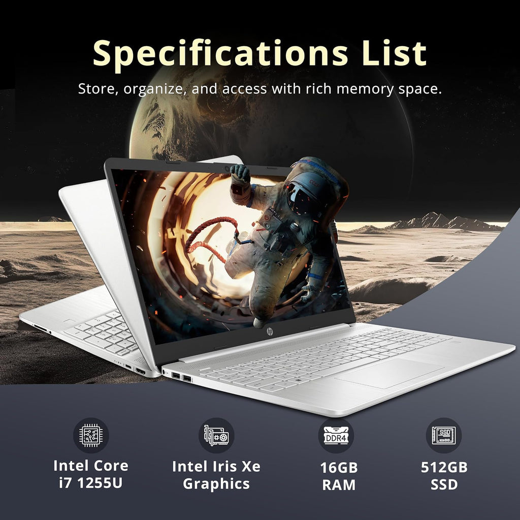 HP 15.6' FHD Touchscreen Business Laptop, Intel i7-1255U, 16GB RAM, 512GB PCIe SSD, Intel Iris Xe Graphics, Num Pad, Webcam, Windows 11 Pro, Natural Silver, 32GB Hotface USB Card