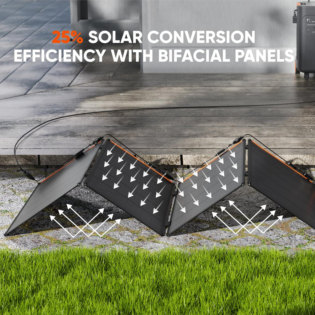 Jackery SolarSaga 500X Solar Panels, 500W Power Output, 25% High Bifacial Conversion Efficiency, Compatible with Explorer 5000 Plus,IP68 Rated for Outdoor Camping,RVs,and Off-Grid Living