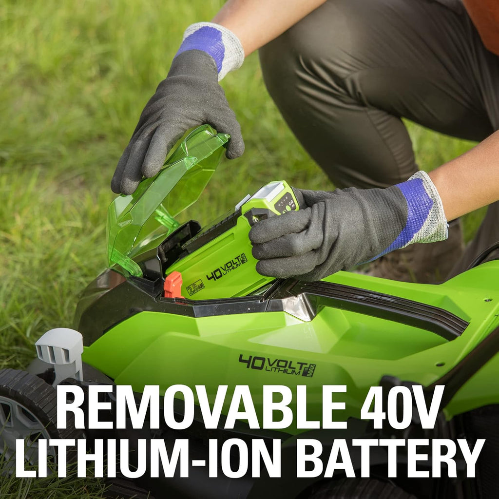 Greenworks 40V 14' Cordless (Push) Lawn Mower (75+ Compatible Tools), 4.0Ah Battery and Charger Included