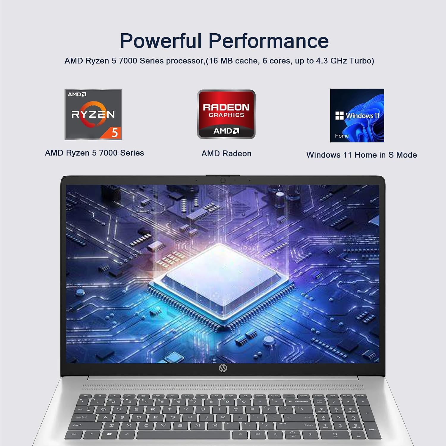 HP 17 Laptop, 17.3' FHD Display, 16GB RAM, 1TB SSD, AMD Ryzen 5 Processor(Beats i7-1165G7, Up to 4.3GHz), Webcam, Numeric Keypad, Long Battery Life, Windows 11 Home, Alpacatec Accessories, Silver