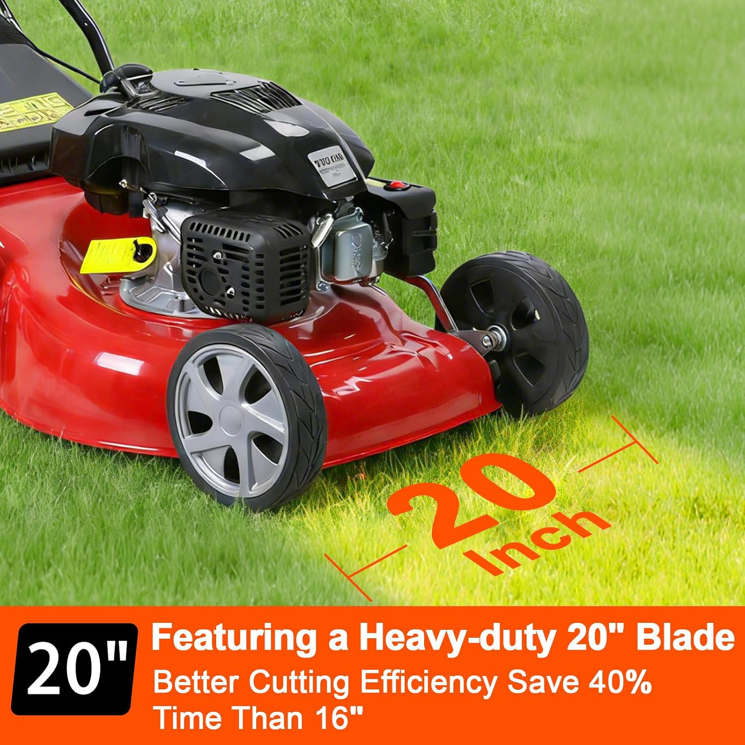 Lawn Mower Gas Powered, Gas Mower with 50l Grass Bag Big Wheels, 141cc 3-in-1 Cordless Gas Engine Mowers with 20' Blade, Self Propelled Walk-Behind Push Mower for Hills 2850RPM (Upgraded 01)