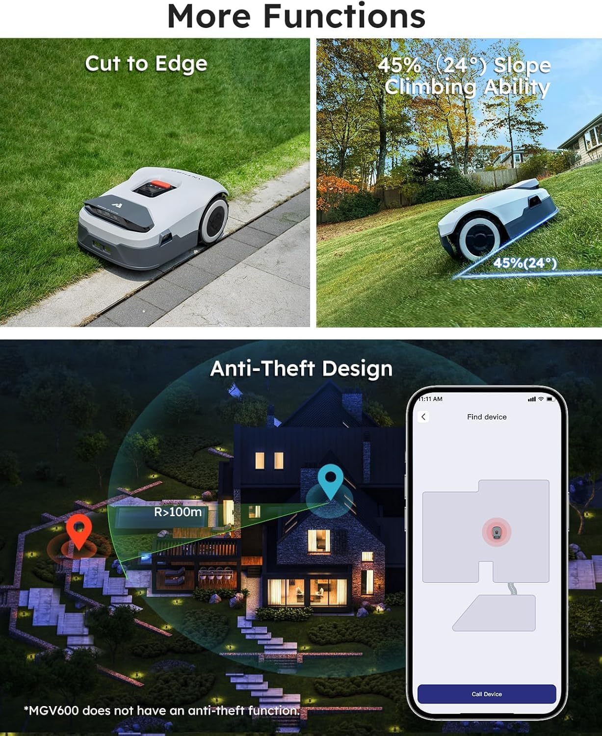 ANTHBOT Genie1000 Robot Lawn Mower - NO Wire, Full Band RTK+4-Eye Vision Robotic Lawnmower for 1/2 Acre, Auto Mapping, Multi-Zone Management, Accurate Obstacle Avoidance, Intelligent Path Planning