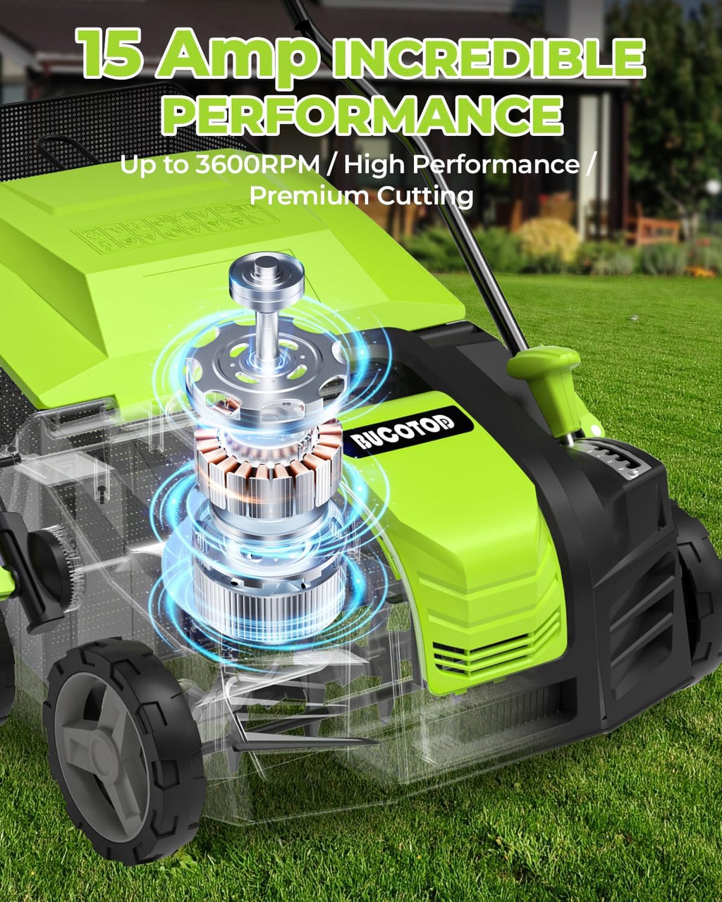 2-in-1 Dethatcher & 16-Inch Scarifier Electric Corded, 15 Amp Copper Motor, Electric Lawn Dethatcher with 5-Position Depth Adjustment, 14.5 gal Thatch Bag,Walk Behind for Yard Lawn Garden Care