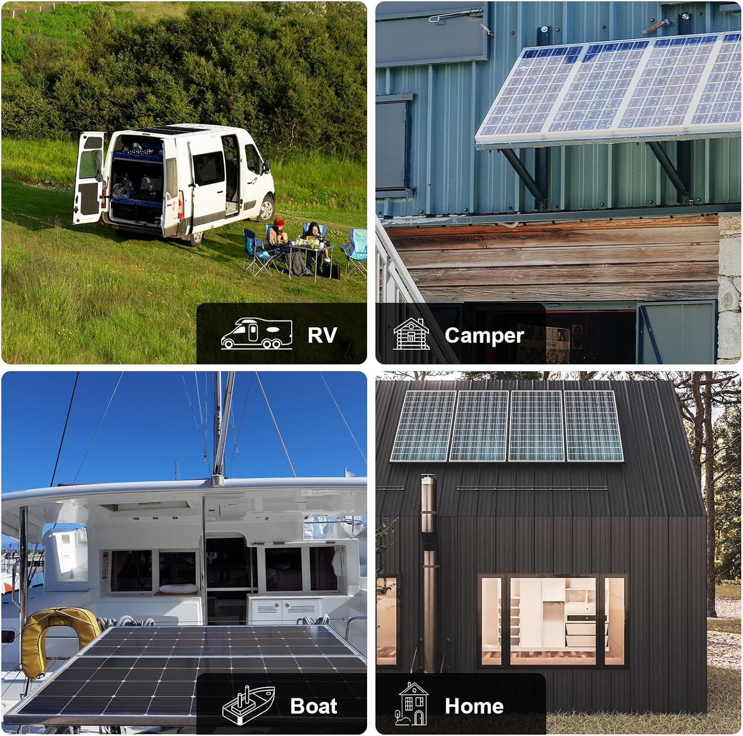 ECO-WORTHY 200 Watt 12V Complete Solar Panel Starter Kit for RV Off Grid with Battery and Inverter: 200W Solar Panels+30A Charge Controller+50Ah Lithium Battery+600W Solar Power Inverter