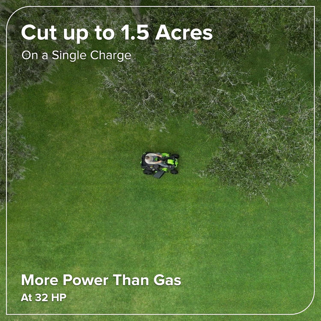 Greenworks 80V 42' CrossoverT Cordless Riding Lawn Tractor, (4) 6.0Ah Batteries and 600W Charger