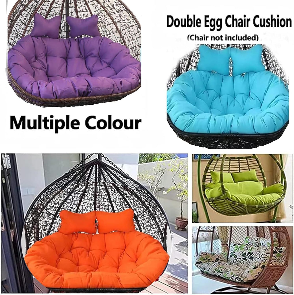 2 Seater Egg Chair Swing Cushion Outdoor, 2 Person Hanging Egg Chair Cushion, Double Hanging Basket Chair Cushion, Hanging Hammock Chair Cushion Replacement (Only Cush(Size:130X110CM,Color:Black)
