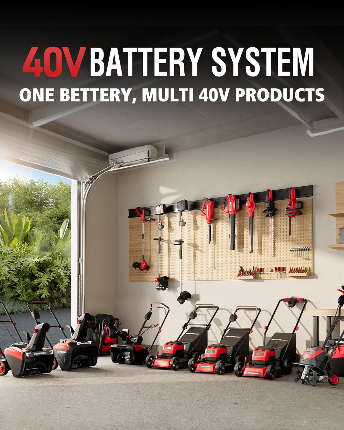 PowerSmart 40V 21' Cordless Lawn Mower, Up to 1/4 Acre, 2 x 40V 4.0Ah Batteries and a Charger Included, 6-Position Height Adjustment