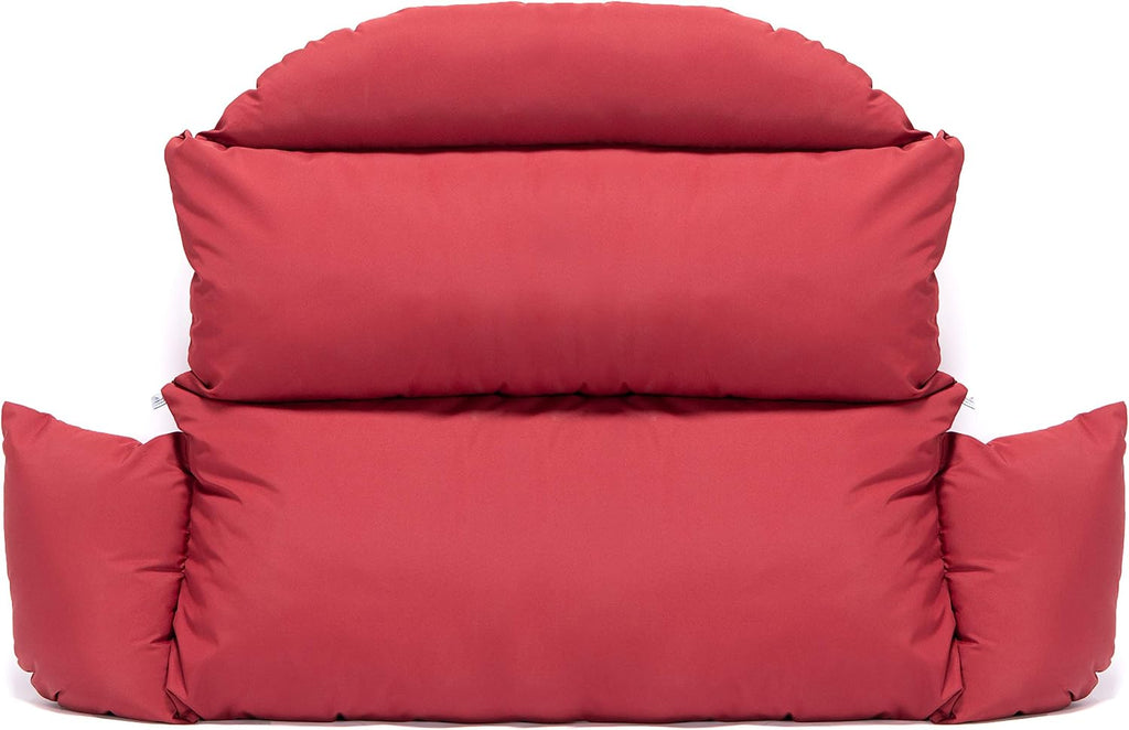 LeisureMod 2 Person Hanging Egg Chair Cushion - Red, Weather-Resistant, Quick-Drying Fabric, Soft Cotton Filling, Machine Washable