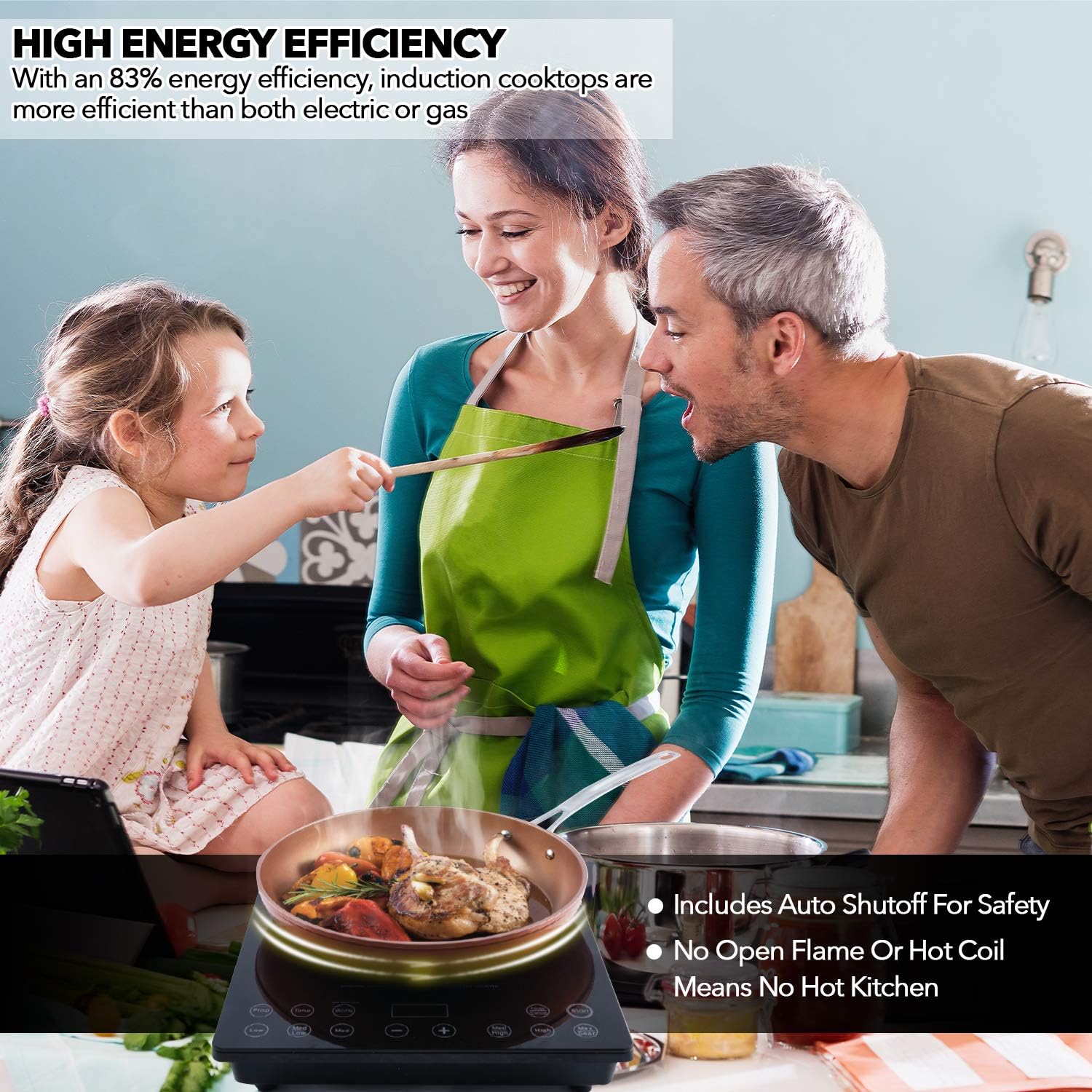 Nuwave Pro Chef Induction Cooktop, NSF-Certified, Commercial-Grade, Portable, Powerful 1800W, Large 8' Heating Coil, 94 Temp Settings 100°F - 575°F in 5°F, Shatter-Proof Ceramic Glass Surface