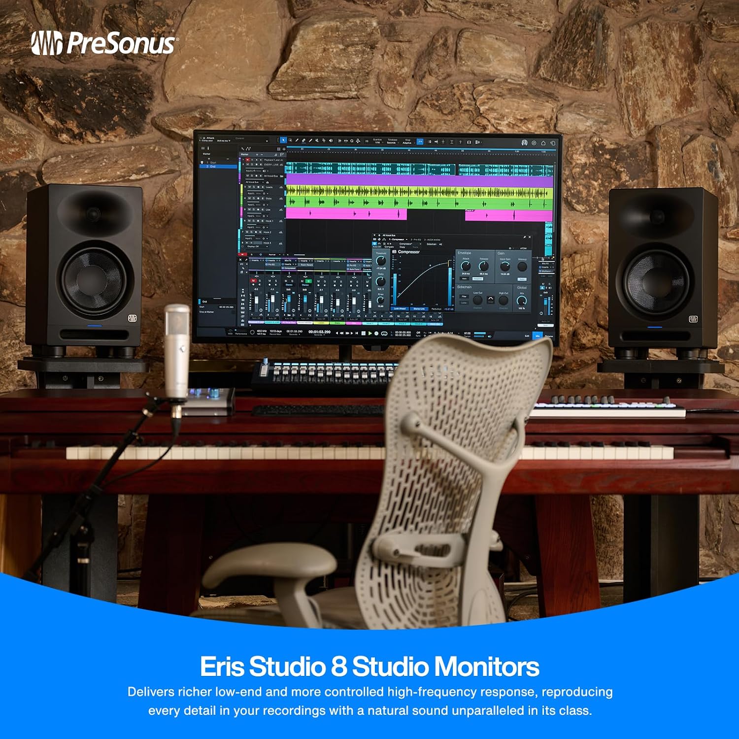 PreSonus Eris Studio 8 8-inch 2-Way Active Studio Monitors with EBM Waveguide