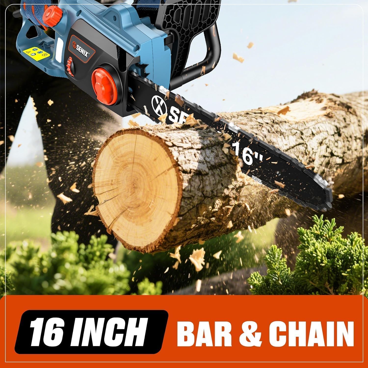 SENIX 17-Inch 26.5 cc Gas Weed Wacker, 20-Inch 144 cc 4-Cycle Gas Lawn Mower, 26.5cc Gas Leaf Blower and 16' Corded Chainsaw Kit