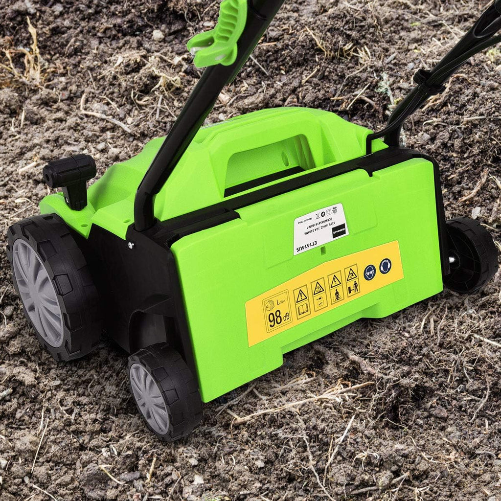 Goplus 2-in-1 Lawn Dethatcher and Scarifier, 3 Level Depth Adjustable Weeder w/ 11 Gallon Collection Bag & 2 Removable Blades, 13-Inch 12 Amp Corded Electric Scarifier for Garden & Yard