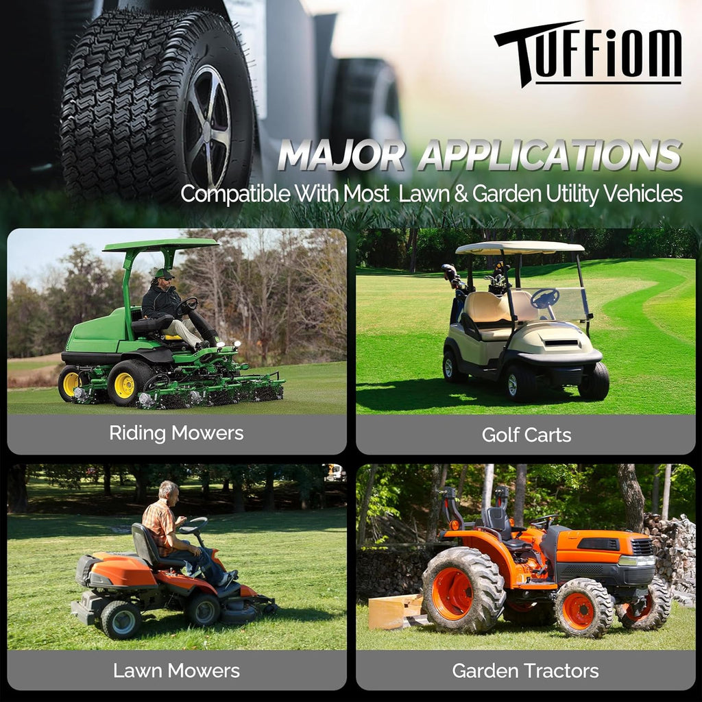 TUFFIOM 24x9.50-12 Lawn Mower Tires Set of 2, 4PR Turf Tire Lawn & Garden Tires, Compatible With Most Lawn & Garden Utility Vehicles, Tubeless