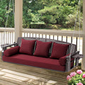 3 Seat Hanging Porch Swing, Patio Swing Bench with Cup Holders & 3 Back Cushions, Swing Chair with Chains for Deck Garden Backyard,Red(60-Inch Width)