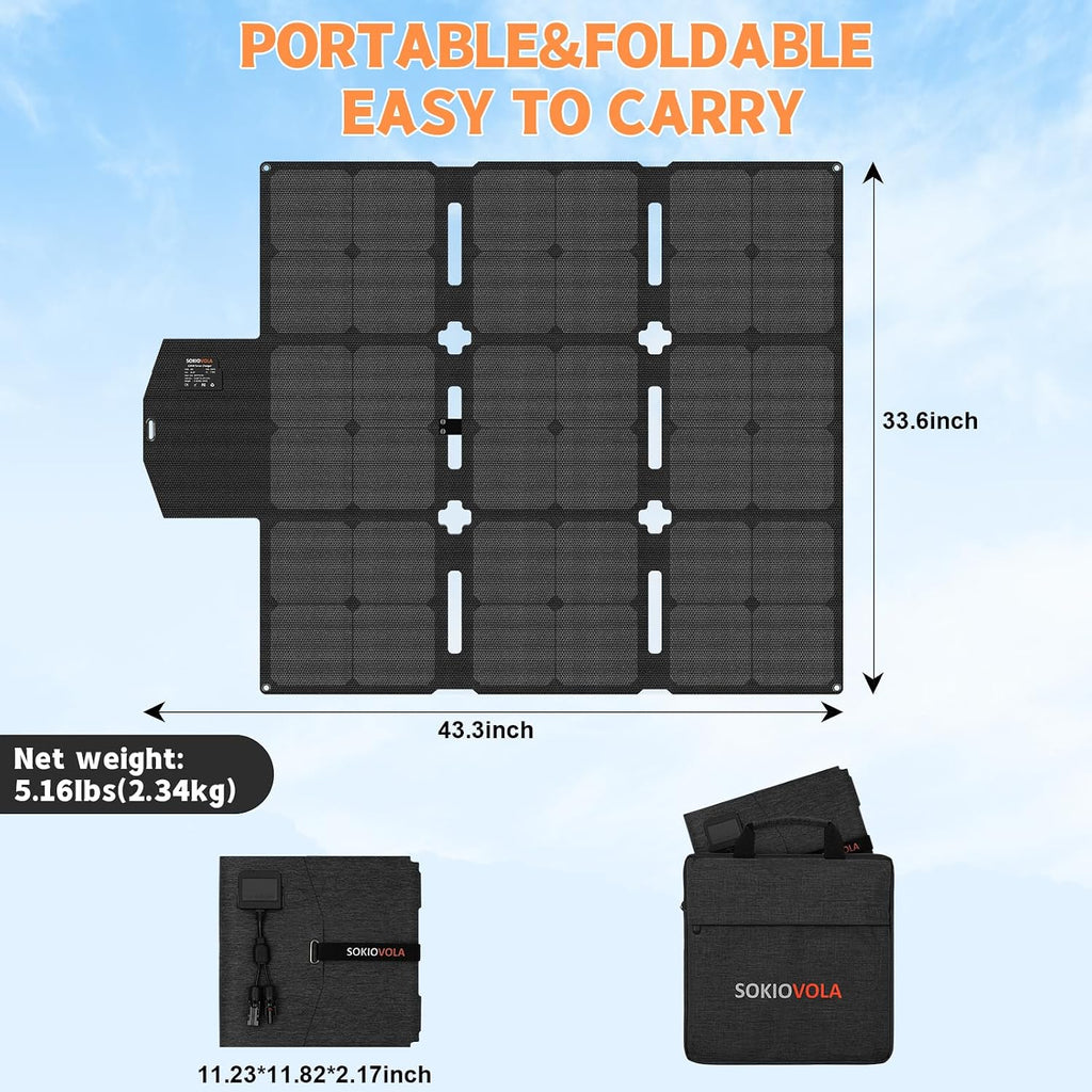 SOKIOVOLA 120W Foldable Solar Panel with MC-4 Connector Portable Solar Panel for Camping Folding Solar Panel Charger for Portable Power Station Laptops RV