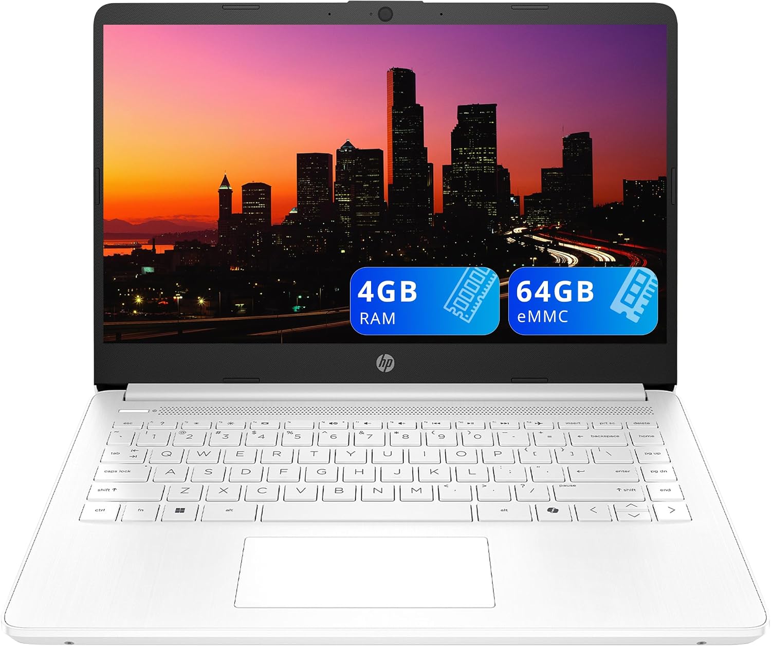 HP 14' HD Student Laptop, Intel Celeron N4500, 4GB DDR4 RAM, 64GB eMMC, Intel UHD Graphics, 720p HD Camera, Copilot, Fast Charge, Wi-Fi 6, Windows 11S, White (Renewed)