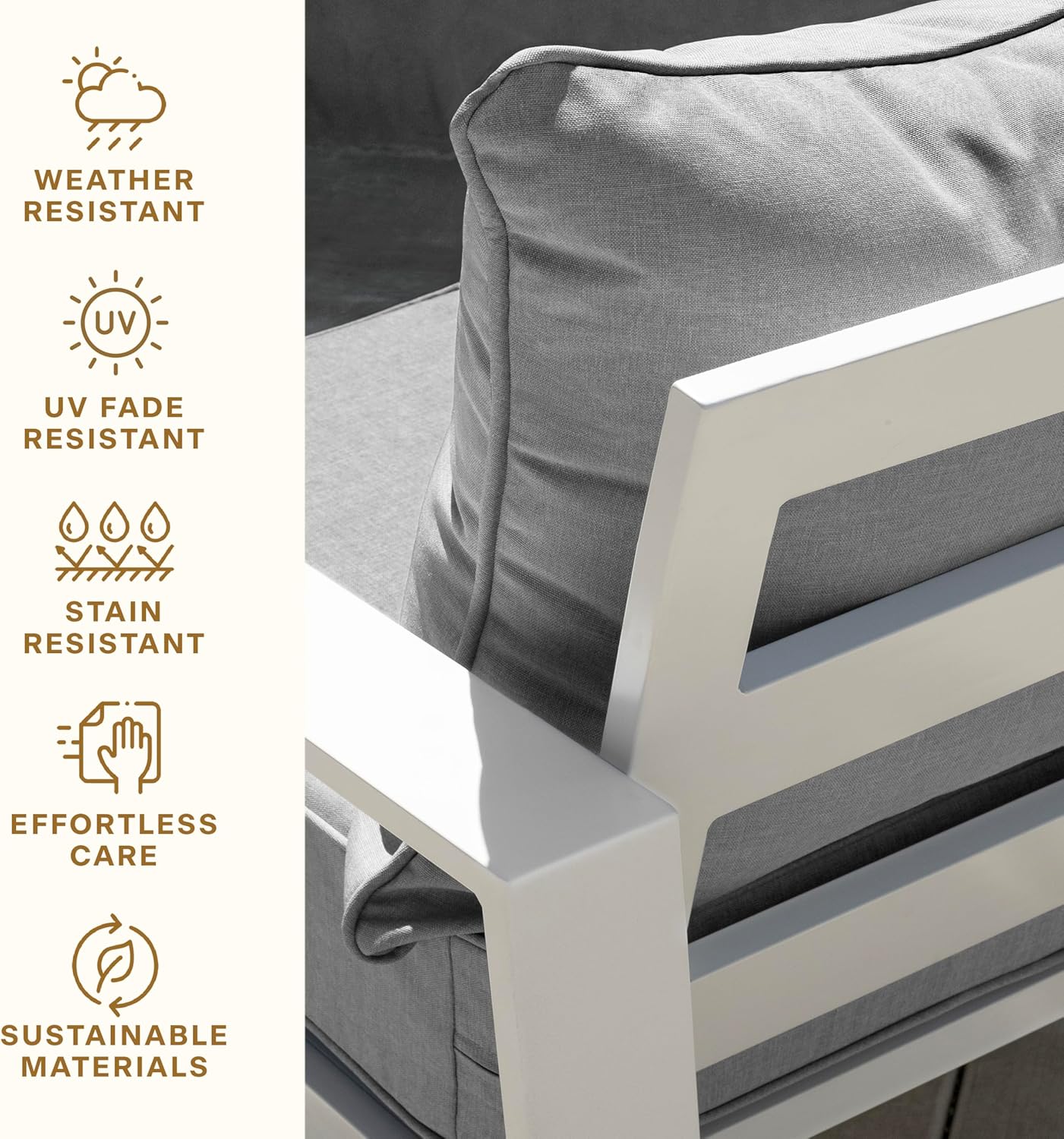 Honeycomb Outdoor Heritage Deep Seat, 24 x 23, Cabana Stripe Stone Grey Chair Cushion with Removable Cover, for Patio Furniture