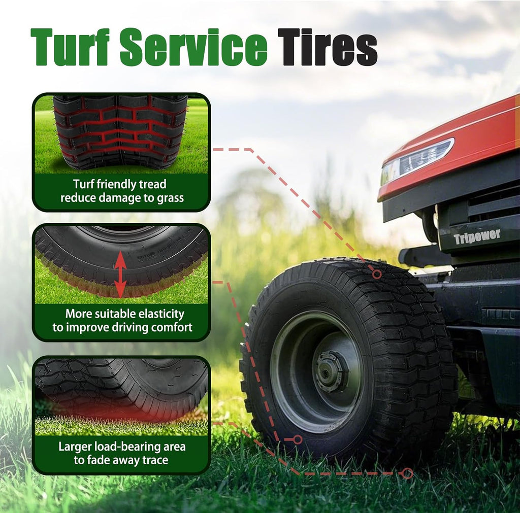 TRIPOWER 24x12.00-12 Lawn Mower Tires - 24x12x12 Turf Tires for Riding Mower and Lawn Garden Tractor, Durable, 6PR Tubeless, 2260lbs Capacity, Set of 2, Tire Only