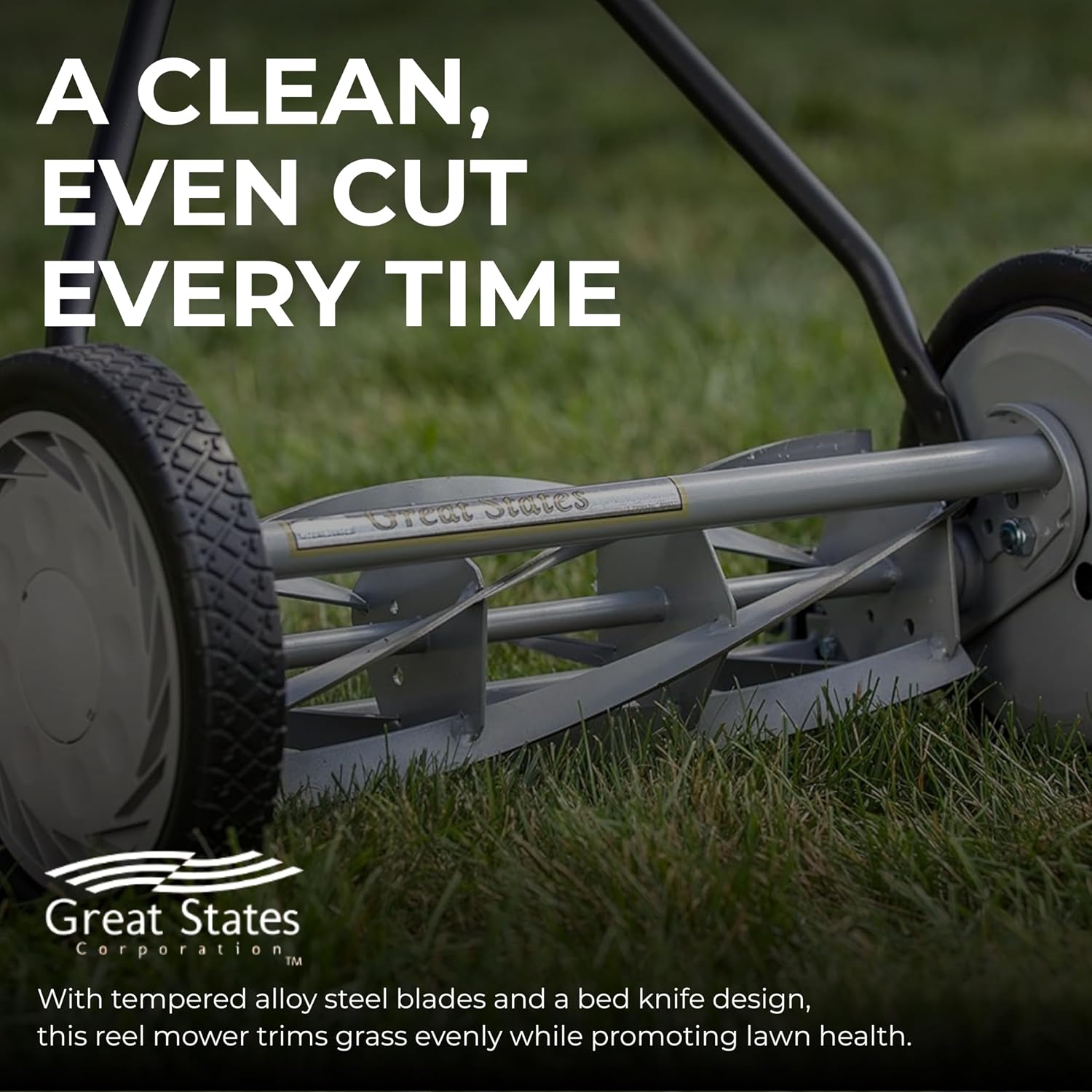 Great States 415-16 16-Inch Reel Mower Standard Full Feature Lawn Mower with T-Style Handle and Heat Treated Blades