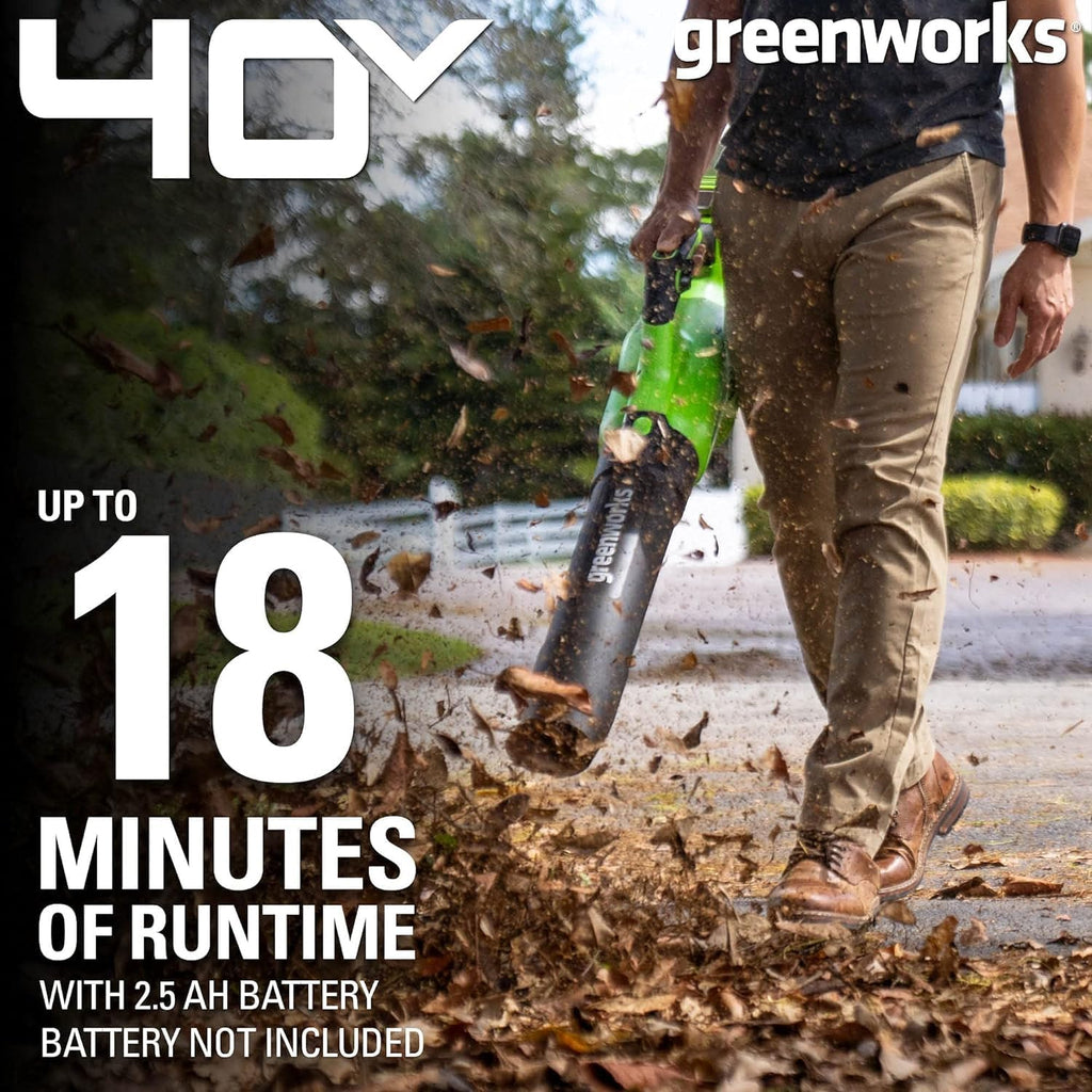 Greenworks 40V 21' Self-Propelled Mower,Axial Leaf Blower,12' String Trimmer with Batteries and Chargers