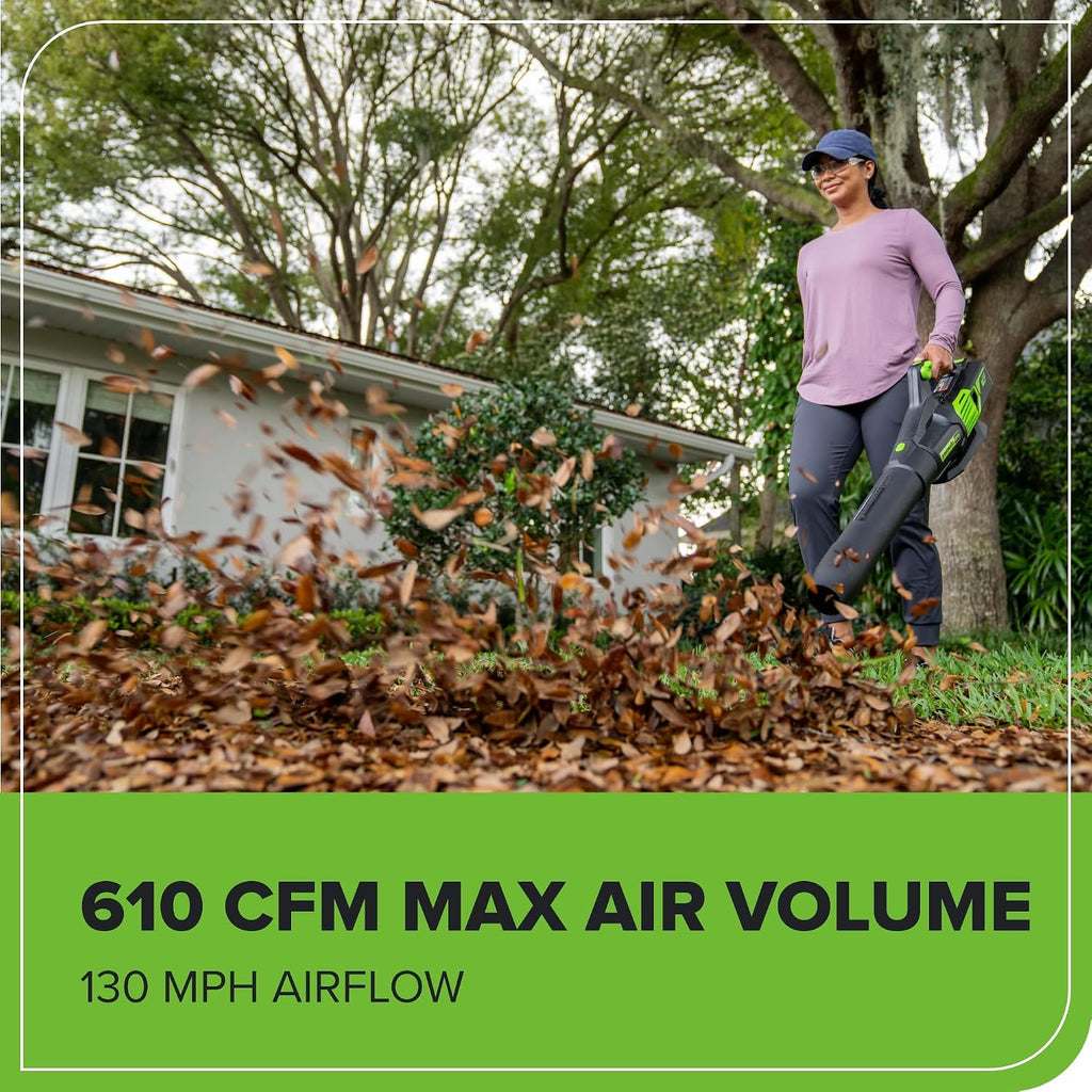 Greenworks 60V 17' Brushless (Push) Mower + 60V (610 CFM) Brushless Blower, 4.0Ah Battery and 3A Charger