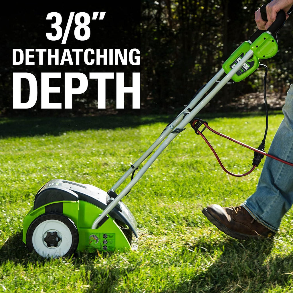 Greenworks 10 Amp 14' Corded Electric Dethatcher (Stainless Steel Tines)