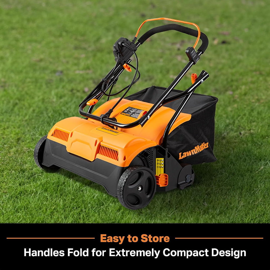 LawnMaster GVB1316 Electric 16' 13 Amp Dethatcher and Scarifier with 12 Gallon Collection Bag