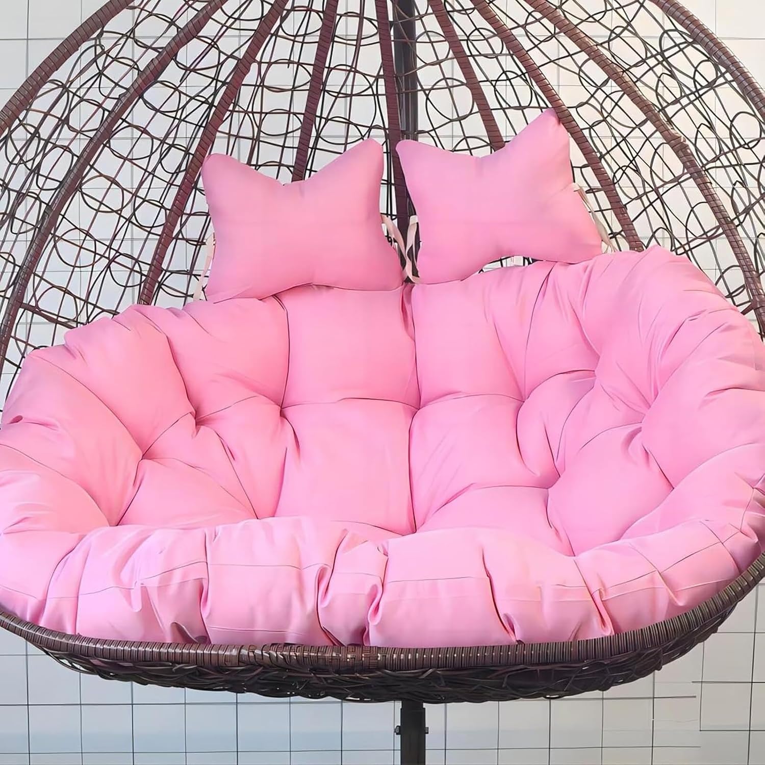 2 Seater Egg Chair Swing Cushion Outdoor,Double Egg Chair Cushion Replacement,Waterproof Detachable Hanging Basket Chair Cushions,for Garden Balcony(L)