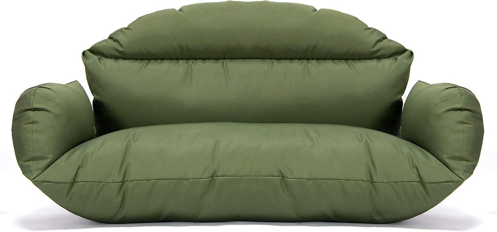 LeisureMod 2 Person Hanging Egg Chair Cushion - Dark Green, Soft Cotton Filling, Quick-Drying & Weather-Resistant, Machine Washable Outdoor Seat Cushion