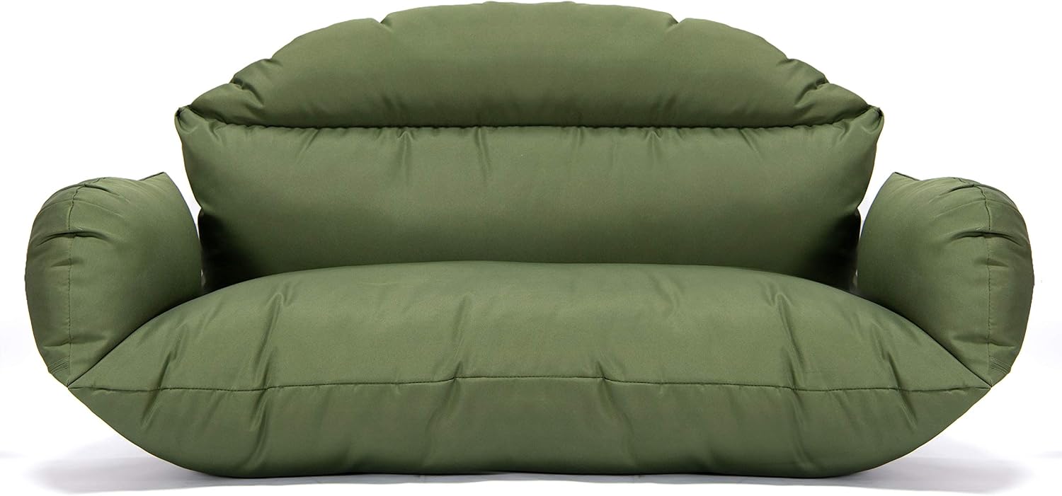 LeisureMod 2 Person Hanging Egg Chair Cushion - Dark Green, Soft Cotton Filling, Quick-Drying & Weather-Resistant, Machine Washable Outdoor Seat Cushion