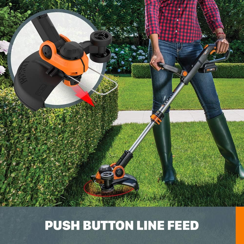 WORX 20V 12'' Cordless String Trimmer & 360 CFM Leaf Blower Combo, 2 Batteries & Charger Included, WG928