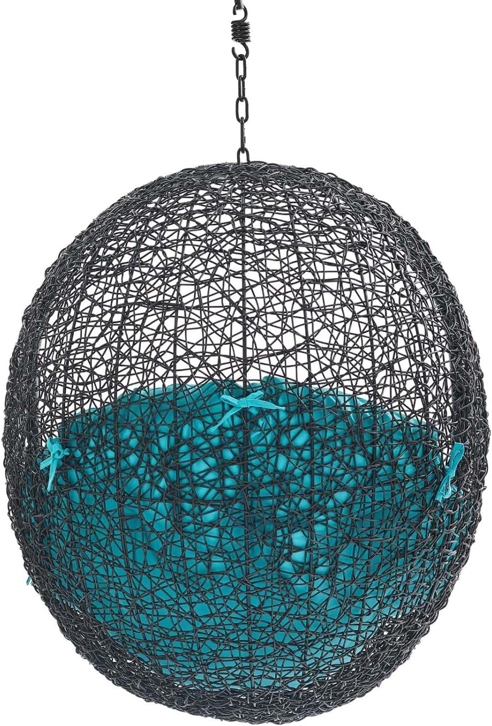 Modway EEI-3636-BLK-TRQ Encase Swing Outdoor Patio Lounge Chair Without Stand, Black Turquoise